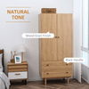 2 Door Wardrobe with Drawers - Stylish Bedroom Storage, Upgrade your bedroom with our 2 Door Wardrobe in natural wood. Ample storage with drawers and hanging rail. Anti-tipping for safety.