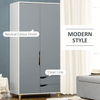 Grey 2 Door Wardrobe with Drawers & Shelves, Discover the 2 Door Wardrobe with spacious shelves, drawers, and a hanging rail. Ideal bedroom storage with a stylish grey finish and anti-tipping design.