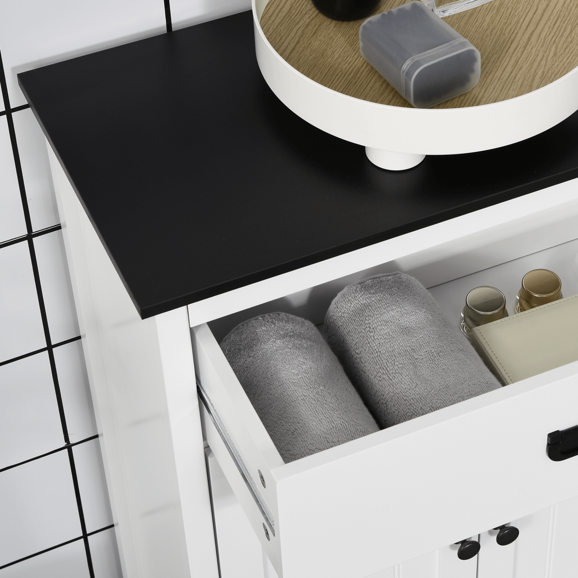 kleankin White Bathroom Storage Cabinet - Modern Style, Upgrade any space with this stylish kleankin cabinet featuring ample storage and a sleek design—perfect for bathrooms, living rooms, or bedrooms.