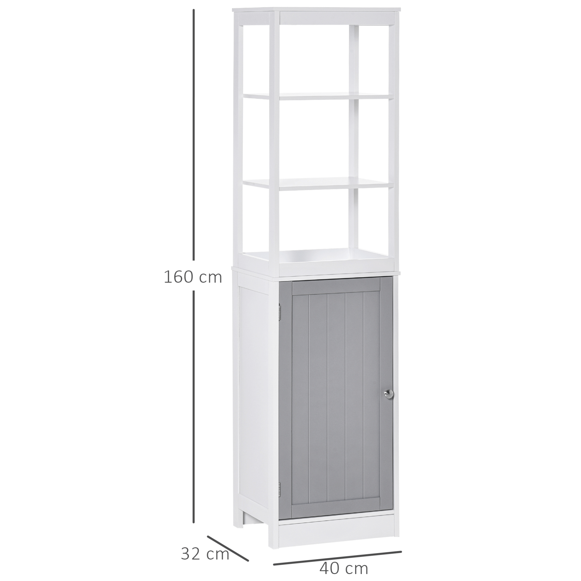 Kleankin Tall Bathroom Cabinet - Slimline Storage Solution, Maximize space with this durable, versatile cabinet—perfect for towels, toiletries, and more in any room. Ideal for compact areas.