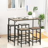 Rustic Bar Table Set with 4 Stools - HOMCOM, Elevate your dining with the HOMCOM Industrial Bar Table Set. This space-saving set includes 4 stools and features rustic wood and steel for a modern look.