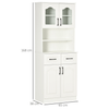 HOMCOM Freestanding White Kitchen Cupboard - 168cm, Optimize kitchen storage with HOMCOM's elegant cupboard featuring adjustable shelves, drawers, and stylish glass doors. Perfect for any space!