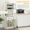 HOMCOM Freestanding White Kitchen Cupboard - 168cm, Optimize kitchen storage with HOMCOM's elegant cupboard featuring adjustable shelves, drawers, and stylish glass doors. Perfect for any space!