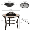 Outsunny 60cm Mosaic Outdoor Fire Pit Table, Elevate your garden gatherings with the stylish Outsunny fire pit table, featuring a mosaic design, spark screen, and fire poker.