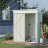 Steel Garden Shed with Lean-to Design | 5x3 ft Green, Compact 5x3 ft steel garden shed with lean-to design. Includes adjustable shelf, lock, and gloves. Perfect storage for tools, lawn mower, and bikes.