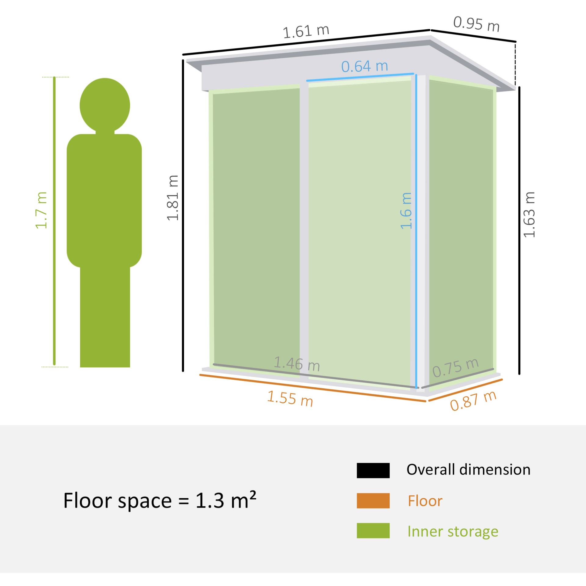 Steel Garden Shed with Lean-to Design | 5x3 ft Green, Compact 5x3 ft steel garden shed with lean-to design. Includes adjustable shelf, lock, and gloves. Perfect storage for tools, lawn mower, and bikes.