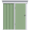 Steel Garden Shed with Lean-to Design | 5x3 ft Green, Compact 5x3 ft steel garden shed with lean-to design. Includes adjustable shelf, lock, and gloves. Perfect storage for tools, lawn mower, and bikes.