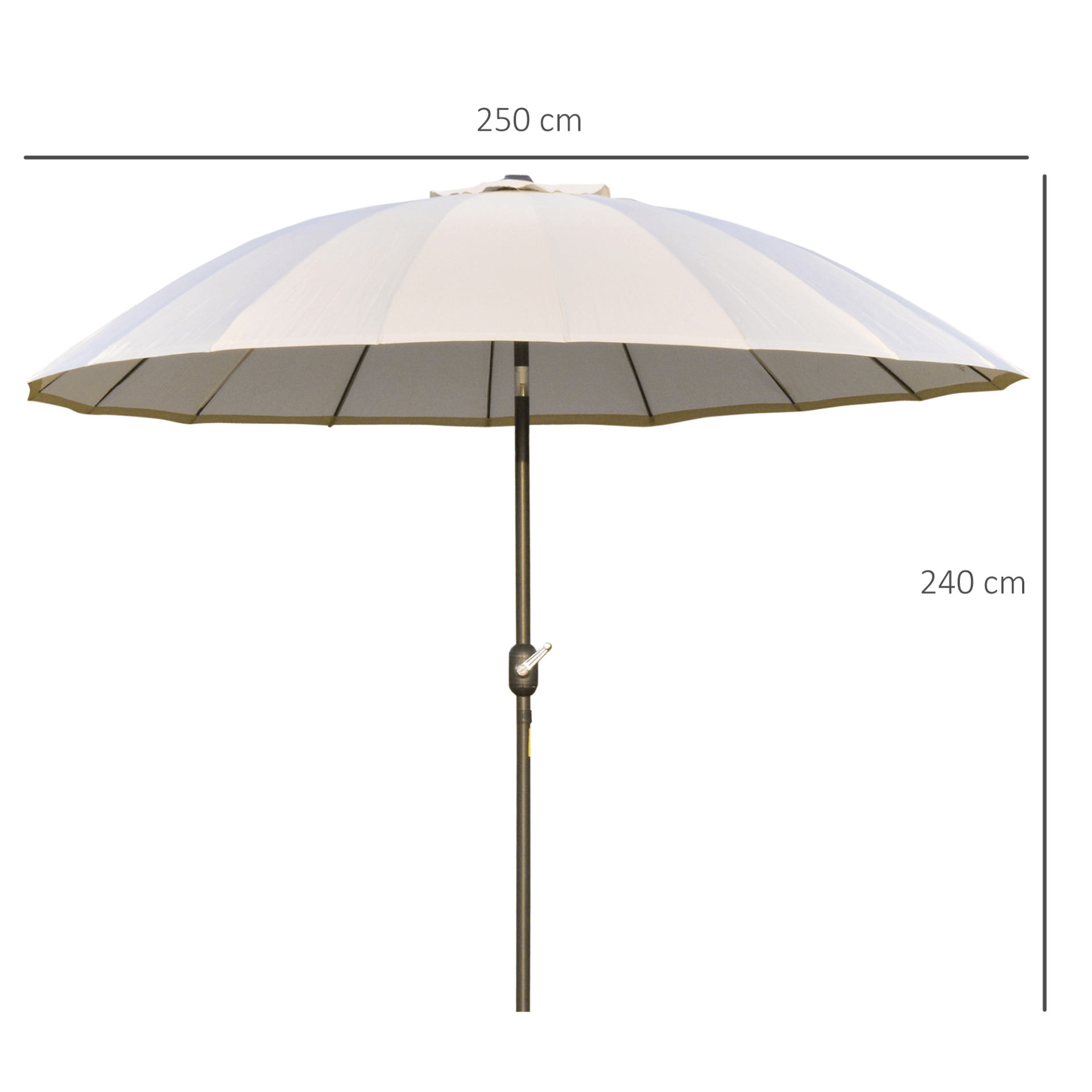 2.6m Round Curved Adjustable Parasol - Off-White, Stay cool under the elegant 2.6m round curved adjustable parasol. Perfect for your garden, patio, or deck, this stylish sun umbrella provides excellent shade.