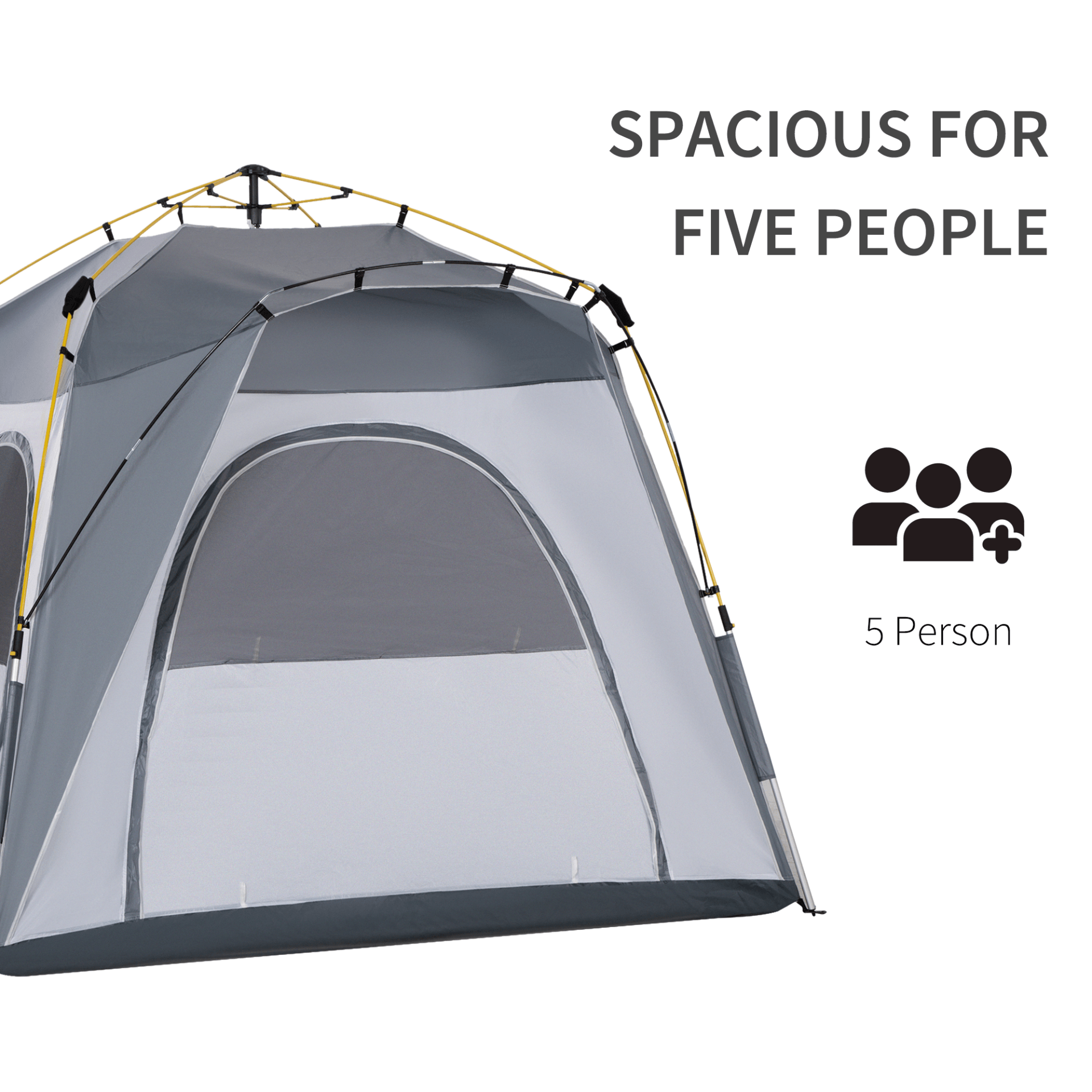 4 Person Pop-Up Camping Tent - Light Grey, Enjoy easy set-up and outdoor fun with the Outsunny 4 Person Automatic Pop-Up Tent. Perfect for camping, hiking, festivals, and more!