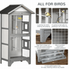 PawHut Wooden Bird Aviary for Finch & Canary - Grey, Spacious, weather-resistant bird cage for outdoor use, perfect for finches and canaries. Easy to clean and blends seamlessly in any garden.