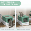 PawHut Hooded Cat Litter Box - Green, Enclosed & Portable, Ensure your cat's comfort with PawHut's hooded litter box, designed for privacy and effective odor control. Perfect for any pet owner.