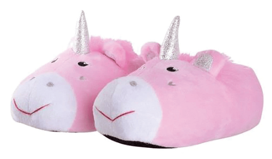 Pink Unicorn Plush Slippers for Girls - Cute & Cozy, Enchant your child's steps with these soft, pink unicorn slippers. Designed for comfort and style with a 3D unicorn and grip-dotted sole.