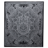 Handcrafted B&W Cotton Bedspread & Wall Hanging, Elevate your home decor with our 100% cotton, handcrafted Hamsa design bedspread. Made in India, this versatile piece doubles as an elegant wall hanging.