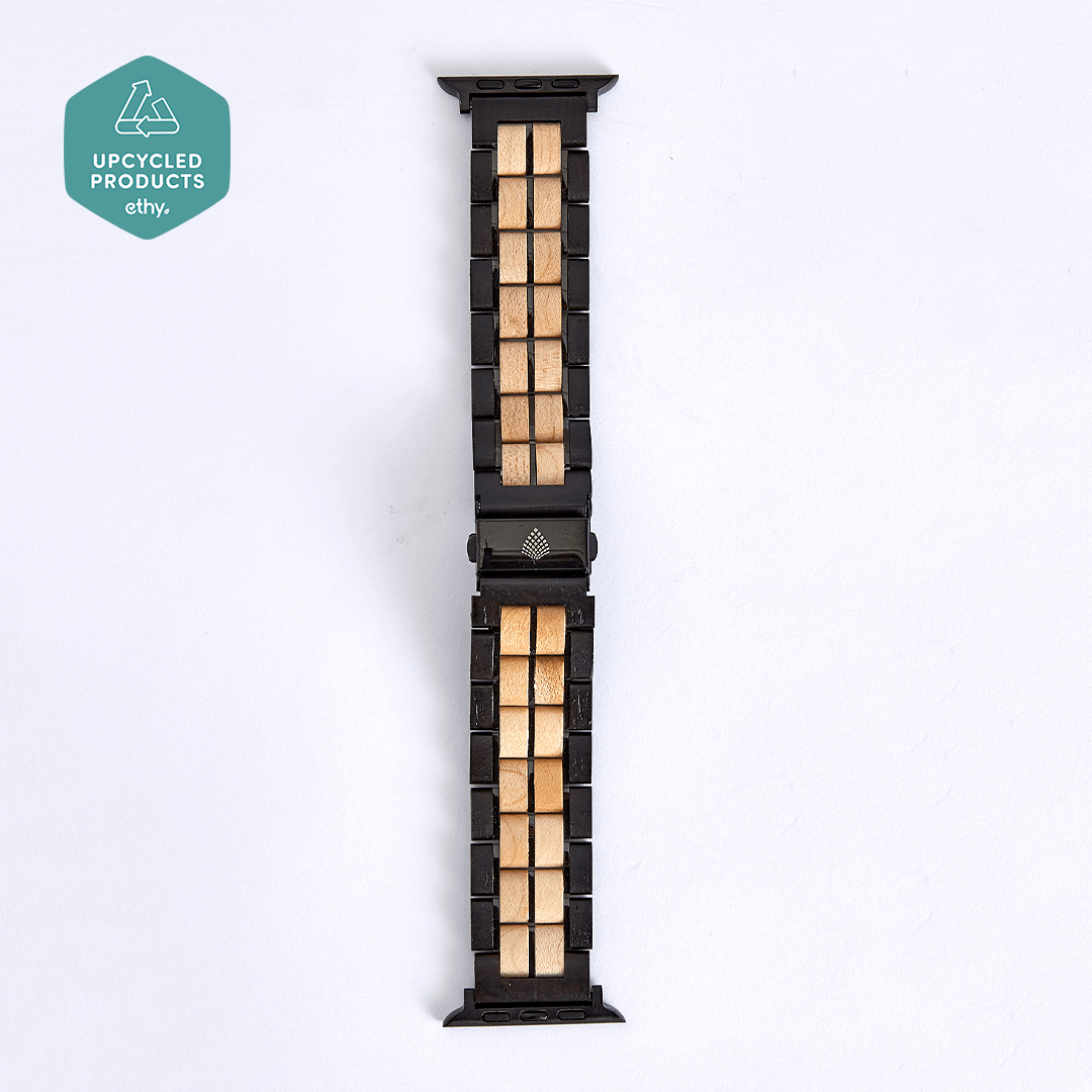 The Aspen: Vegan Apple Watch Strap - Sustainable & Stylish, Elevate your style with The Aspen: Vegan Apple Watch Strap. Handmade from recycled natural woods, it's the eco-friendly choice for your wearable tech.