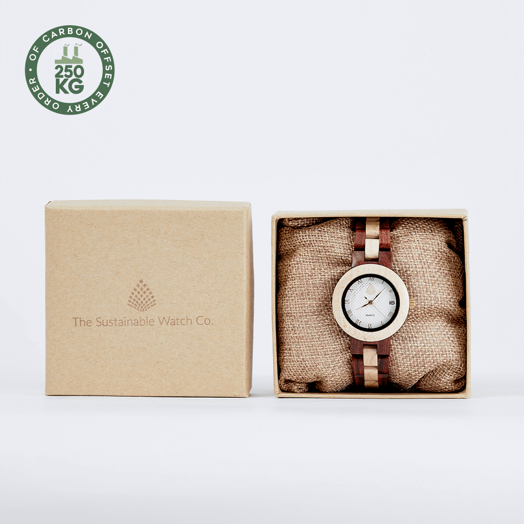 The Hazel Watch - Dual Tones, Sustainable Elegance, Discover The Hazel Watch: an eco-friendly timepiece crafted from upcycled Maple and Red Sandalwood. Elegance meets sustainability.