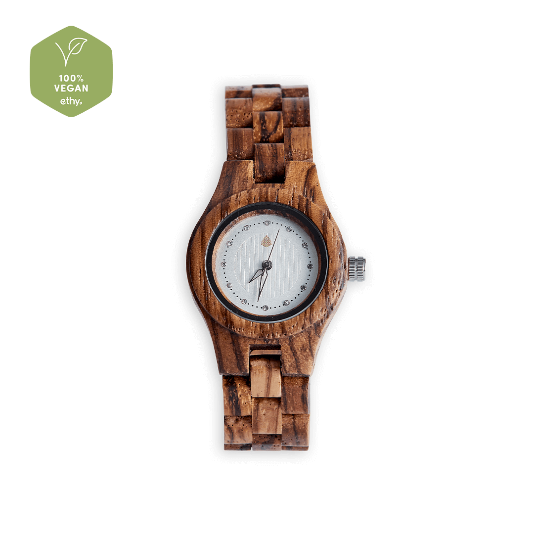 The Pine Watch - Handmade Sustainable Wood Watch, Unique handmade wooden watch from recycled furniture. Features striking grain patterns and eco-friendly packaging. Effortless style with minimal, bright dial.