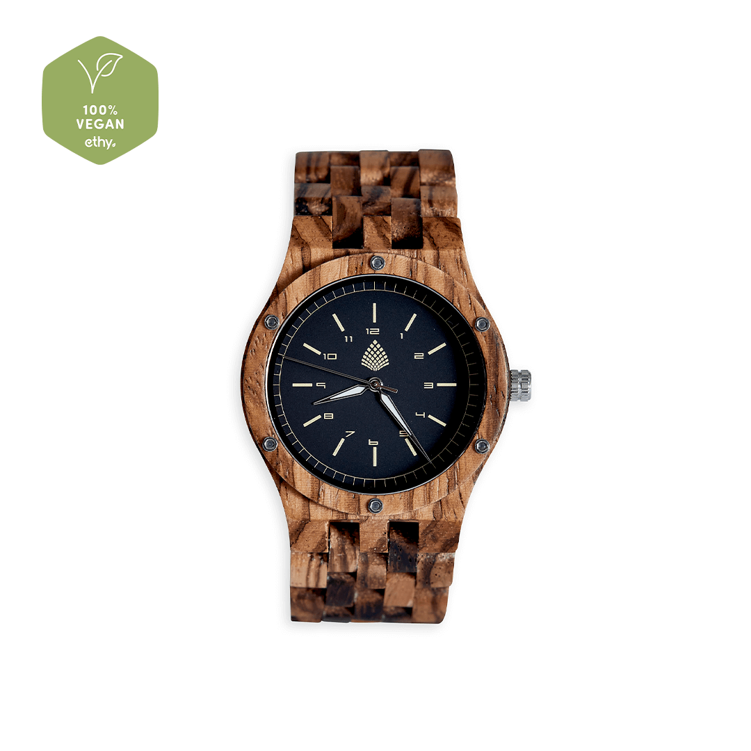 The Yew Watch - Handmade Sustainable Wooden Wristwatch, Striking Craftsmanship: Handmade from Recycled ZebrawoodExperience the perfect blend of craftsmanship and sustainability with The Yew Watch.