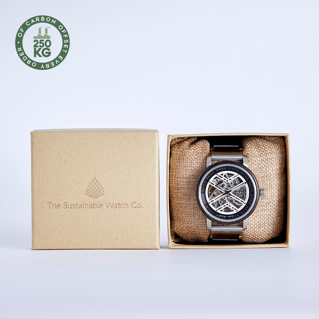 Handmade Eco-Friendly Wood Watch for Men, Discover The Banyan: a luxury, handmade wood watch crafted for men from recycled Chacate Preto wood. Sustainable, durable, and sophisticated.