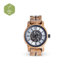 The Sycamore: Handmade Olive Wood Watch for Men, Experience elegance with The Sycamore Wood Watch for Men. Handmade from olive wood, featuring exposed mechanics, and a stylish grey watch face.