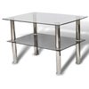 Modern Coffee Table - 2-Tier Glass & Steel, Elevate your space with this sleek 2-tier coffee table featuring tempered glass and stainless steel. Ideal for home or commercial use.