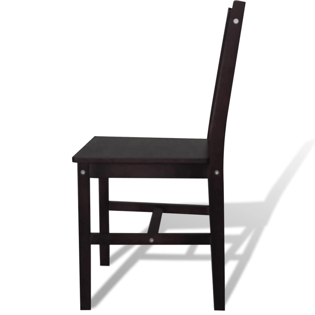 Elegant Dark Brown Dining Chairs - Set of 2, Elevate your dining area with vidaXL's Dark Brown Pinewood Chairs. Sturdy, elegant, and designed for comfort. Perfect for any home decor.