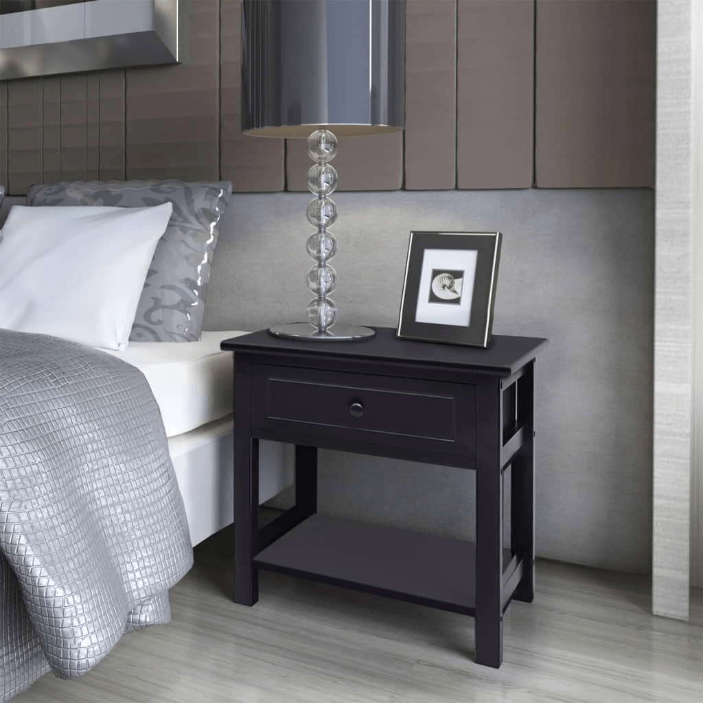 Bedside Cabinet Wood Black - Stylish & Durable Nightstand, Elevate your bedroom decor with our versatile, stylish, and durable black wood bedside cabinet. Perfect as a nightstand, storage cabinet, or side table.