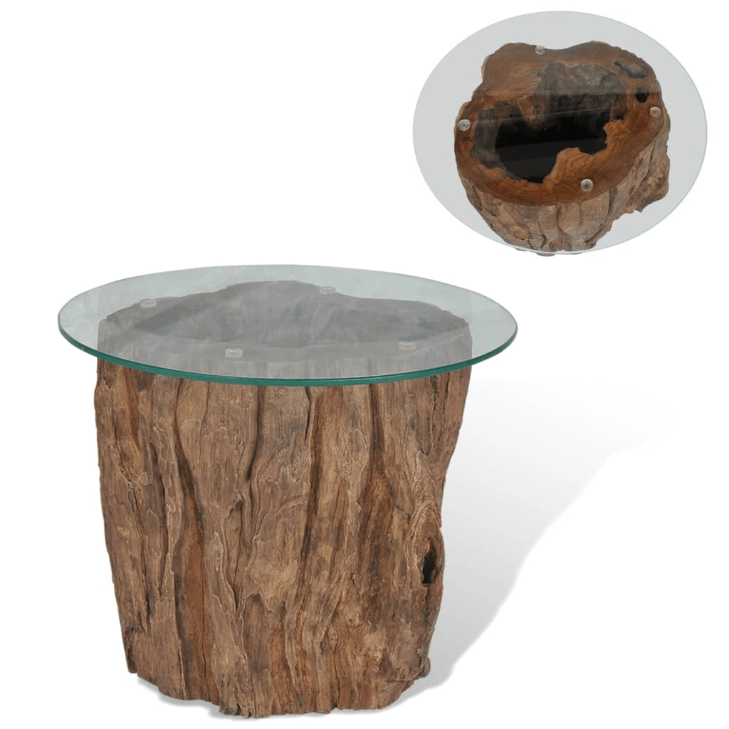 Elegant Teak Base & Glass Top Coffee Table, 50x40 cm, Add elegance to your living room with a unique teak base and tempered glass coffee table. Perfect for modern interiors.