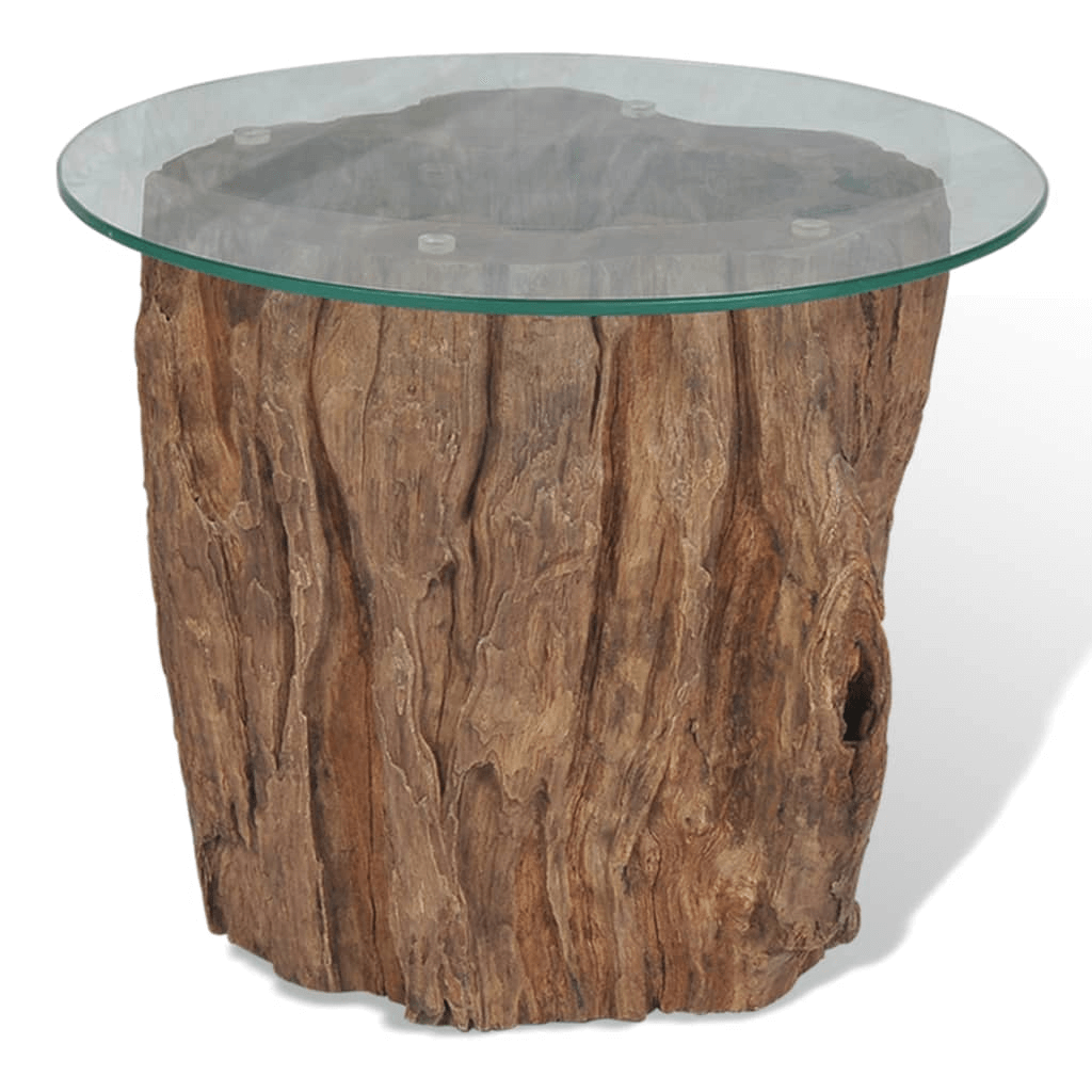 Elegant Teak Base & Glass Top Coffee Table, 50x40 cm, Add elegance to your living room with a unique teak base and tempered glass coffee table. Perfect for modern interiors.