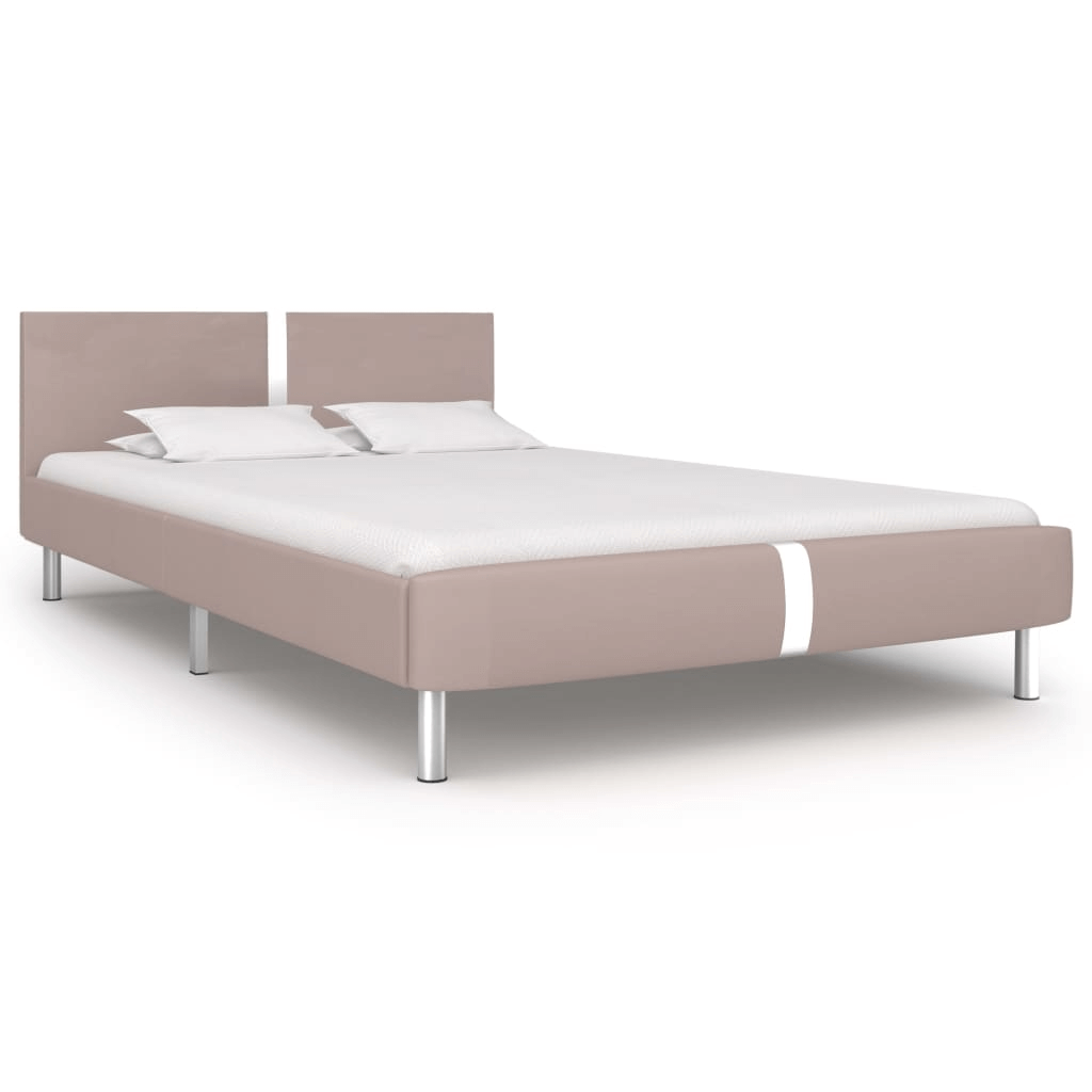 Elegant Cappuccino Faux Leather Bed Frame | 120x190 cm, Discover the vidaXL Bed Frame in cappuccino faux leather. Elegant design, sturdy materials, and durable construction, perfect for any bedroom.