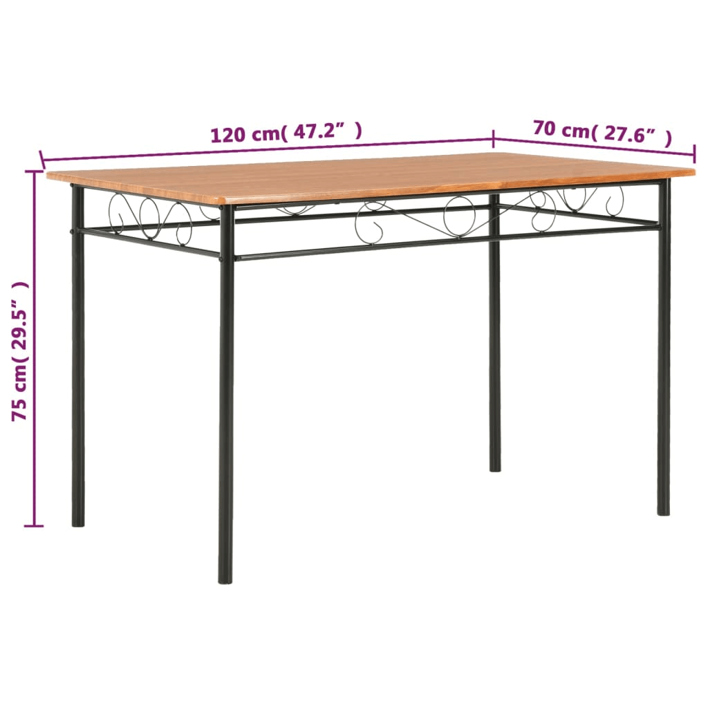 Industrial Style Dining Table - Durable & Easy Care, Upgrade with vidaXL's Industrial Dining Table in Brown. High-quality MDF & steel, elegant, easy-clean surface. Perfect for modern dining areas.