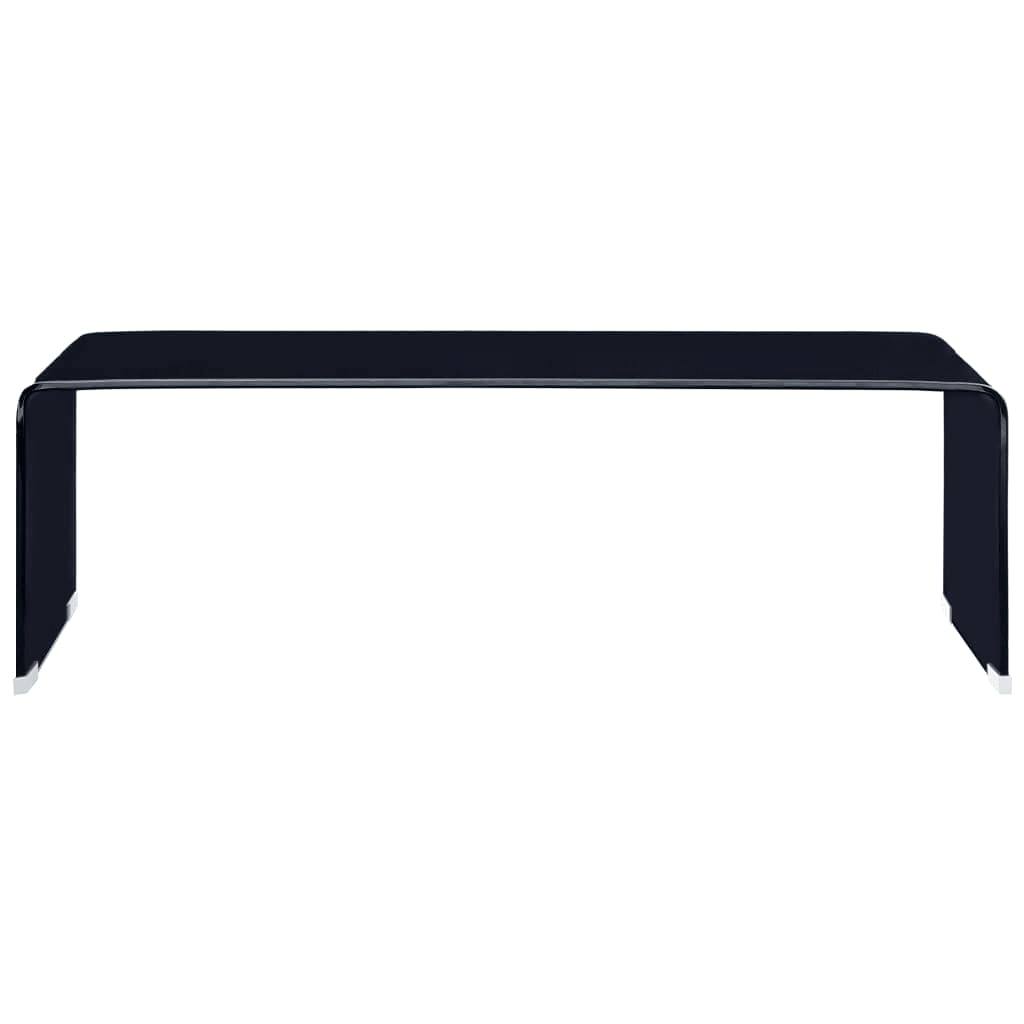 Modern Black Coffee Table - Sleek Tempered Glass, Enhance your home with the Modern Black Coffee Table in durable tempered glass. No assembly needed. Perfect for modern interiors. Size: 98x45x31 cm.