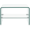 Clear Tempered Glass Coffee Table with Shelf, Elevate your modern living space with our clear tempered glass coffee table featuring a built-in shelf for enhanced strength and practical elegance.