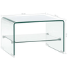 Clear Tempered Glass Coffee Table with Shelf, Elevate your modern living space with our clear tempered glass coffee table featuring a built-in shelf for enhanced strength and practical elegance.