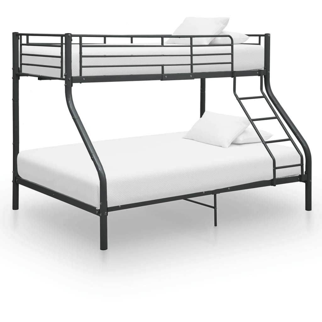 Black Metal Bunk Bed Frame 140x200/90x200 cm Durable & safe black metal bunk bed frame, perfect for space-saving. Easy assembly with guardrails & ladder. Ideal for daily use.