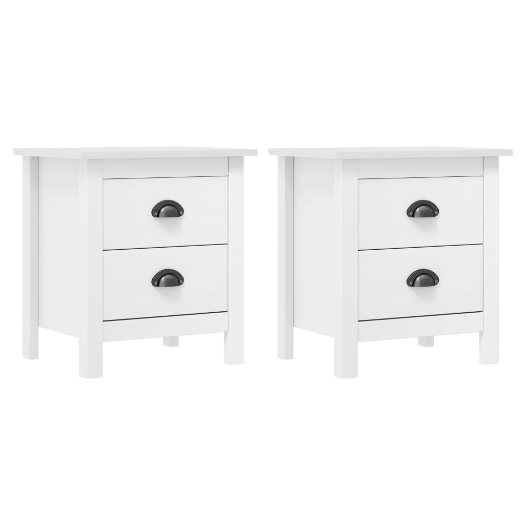 Bedside Cabinet Hill - Set of 2 - White Pine Wood, Modern & timeless, these solid pine wood bedside cabinets in white offer durable storage. Perfect for organizing essentials in a sleek, compact design.