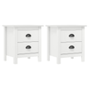 Bedside Cabinet Hill - Set of 2 - White Pine Wood, Modern & timeless, these solid pine wood bedside cabinets in white offer durable storage. Perfect for organizing essentials in a sleek, compact design.