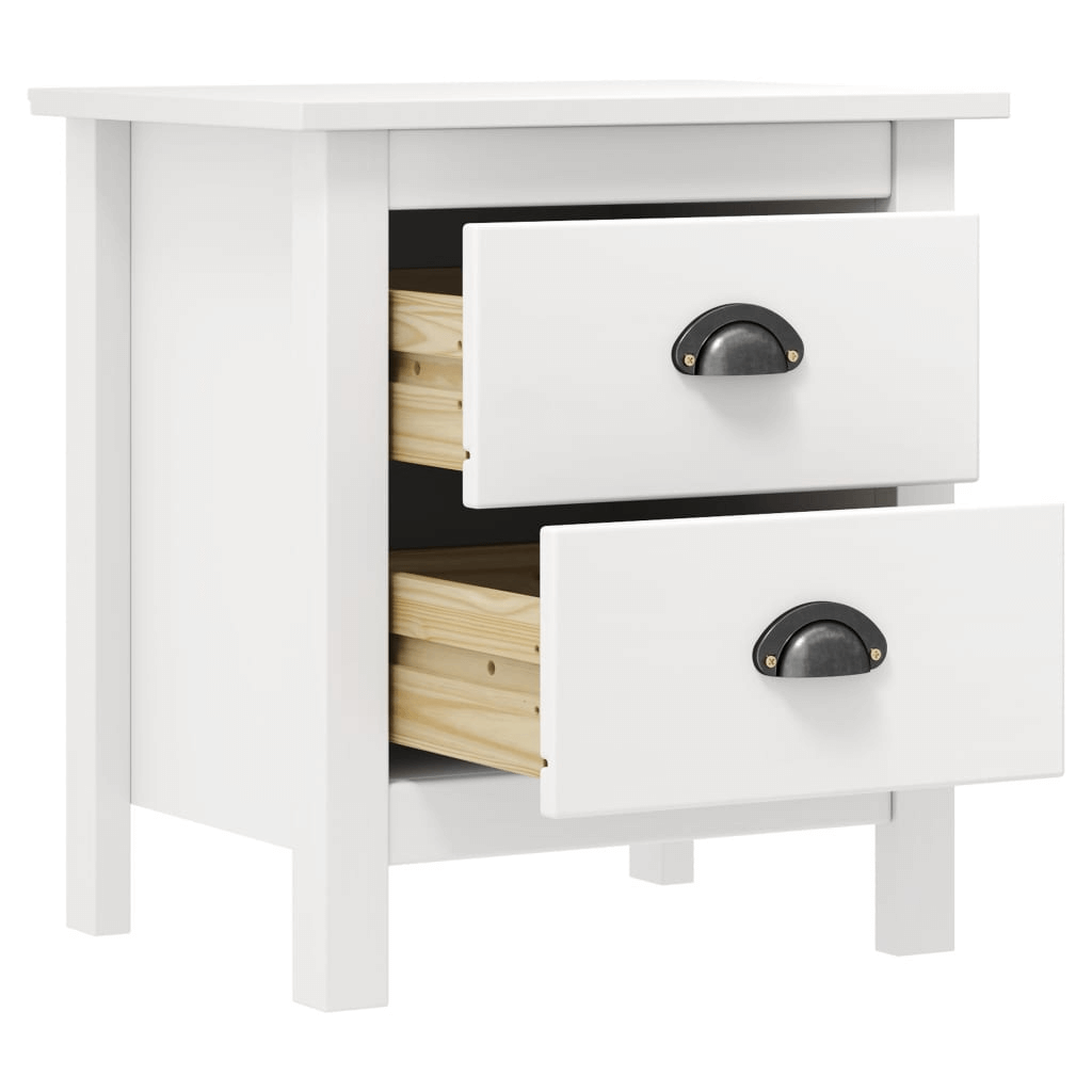 Bedside Cabinet Hill - Set of 2 - White Pine Wood, Modern & timeless, these solid pine wood bedside cabinets in white offer durable storage. Perfect for organizing essentials in a sleek, compact design.