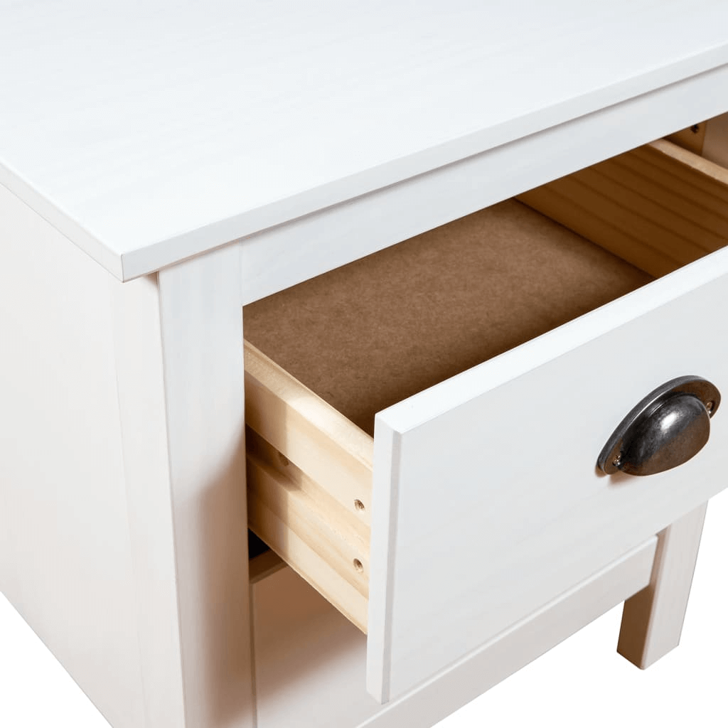 Bedside Cabinet Hill - Set of 2 - White Pine Wood, Modern & timeless, these solid pine wood bedside cabinets in white offer durable storage. Perfect for organizing essentials in a sleek, compact design.