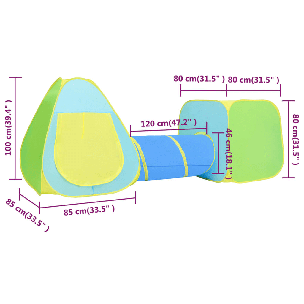 Play Tent with 350 Balls - Multicolored 3-in-1 Set, Spark your child's imagination with the Multicolored 3-in-1 Play Tent with 350 Balls. Durable, UV-resistant, and water-resistant for hours of fun.