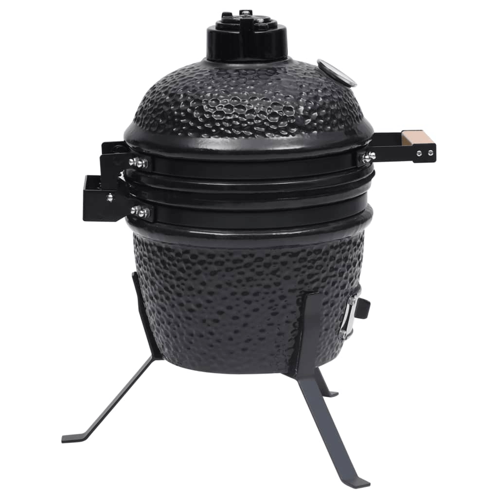 2-in-1 Ceramic Kamado BBQ Grill Smoker - 56 cm Black, Discover versatile outdoor cooking with the 2-in-1 Kamado BBQ Grill Smoker. Grill, bake, smoke, and keep food warm with this ceramic 56 cm grill.