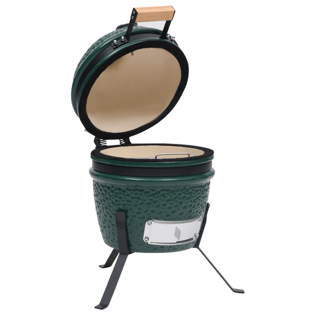 2-in-1 Kamado BBQ Grill & Smoker - 56 cm Ceramic Green, Experience versatile outdoor cooking with the 2-in-1 Kamado Barbecue Grill & Smoker. Ideal for grilling, baking, and smoking. Perfect for backyard BBQs.