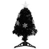 Black Christmas Tree with LED & Fibre Optics, Elevate your holiday decor with our lifelike 64 cm black Christmas tree, featuring LED snowflakes and fibre optic lights for magical illumination.