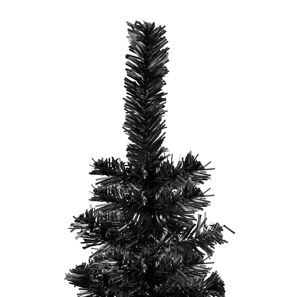 Slim Black Christmas Tree 210 cm - Elegant Decor, Elevate your holiday decor with this chic, realistic black Christmas tree. Perfect as a unique festive centerpiece.