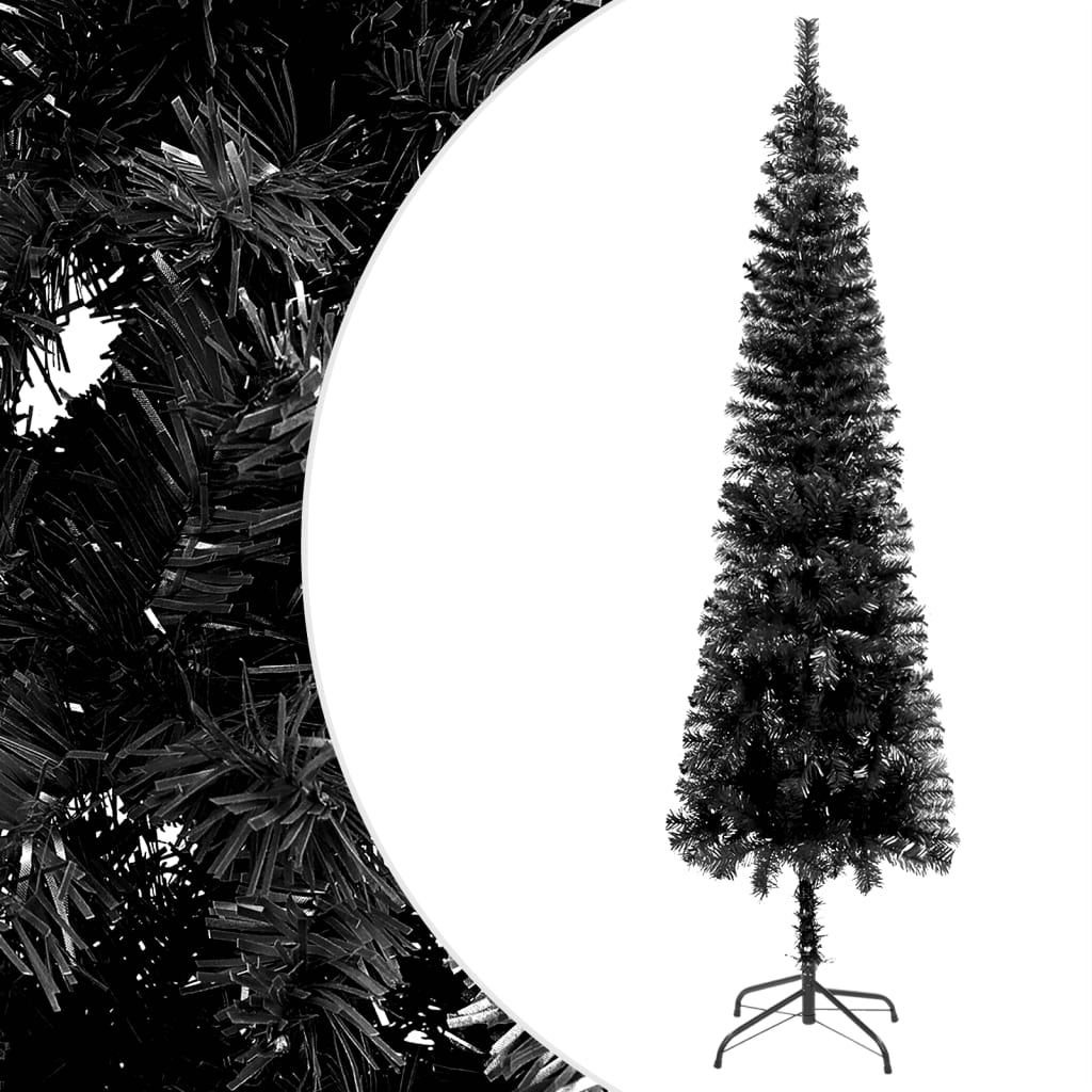 Slim Black Christmas Tree - 150 cm | Modern Decor, Discover chic elegance with our 150 cm Slim Black Christmas Tree. Perfect for modern homes, it offers a stylish and realistic holiday touch.