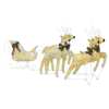 Gold Reindeer & Sleigh Christmas Decoration - 100 LEDs, Enchant your home with a Gold Reindeer & Sleigh Christmas Decoration. For indoor & outdoor use, featuring 100 warm white LEDs. Weather-resistant & festive!