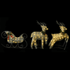 Gold Reindeer & Sleigh Christmas Decoration - 100 LEDs, Enchant your home with a Gold Reindeer & Sleigh Christmas Decoration. For indoor & outdoor use, featuring 100 warm white LEDs. Weather-resistant & festive!