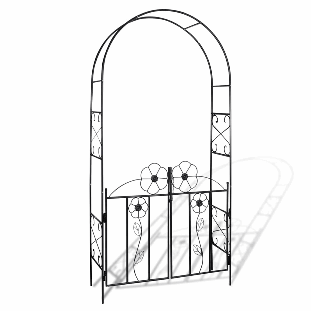 Elegant Garden Arch Door with Flower Detailing - Perfect for Roses and Climbing Plants