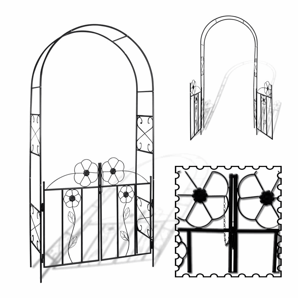 Elegant Garden Arch Door with Flower Detailing - Perfect for Roses and Climbing Plants