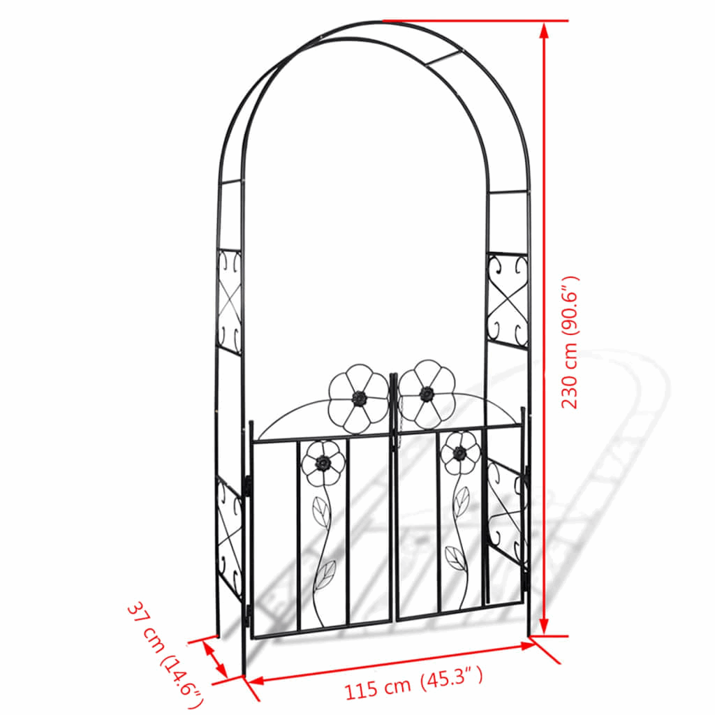 Elegant Garden Arch Door with Flower Detailing - Perfect for Roses and Climbing Plants