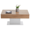 Stylish FMD Coffee Table - Antique Oak & Glossy White, Enhance your living room with this elegant FMD Coffee Table featuring extendable drawers and a contemporary design for stylish convenience.